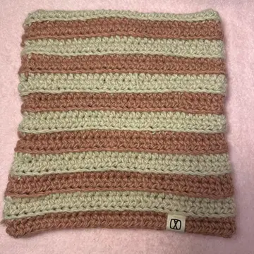 VARZAR/Square Label Stripe CrochetBeanie