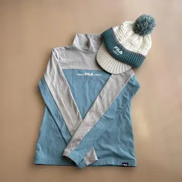 FILA 터틀넥 긴팔 셔츠 니트 모자 포함