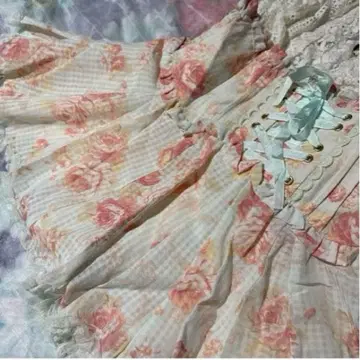 리즈리사 치마바지 꽃무늬 프릴 리본 미사용 택 포함