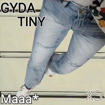 GYDA 타이니 H/W 니 데미지 와이드 데님 팬츠