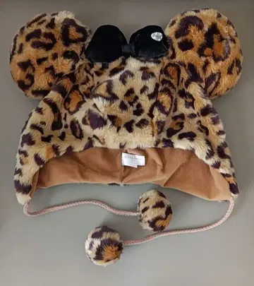 레오파드 무늬 미니 팬 퍼 모자 캡