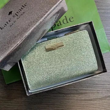 케이트 스페이드 뉴욕 글리터 접이식 지갑 반짝이는 그린 박스 포함