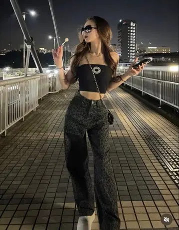 아베일 Shoko x SUREVE 레오파드 무늬 팬츠 그레이