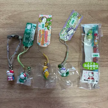 홋카이도 한정 헬로키티 지역 스트랩 샤프 펜 총 5점 세트