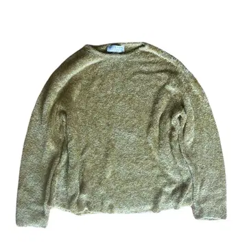 NORTON 옐로우 그린 라메 니트 스웨터