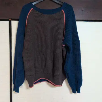 VACANCY 리브 긴팔 스웨터 다크 브라운/네이비