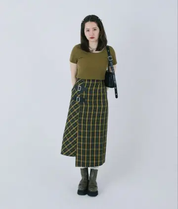 랩 스타일 체크 무늬 스커트 TINA: JOJUN
