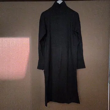 YORT 블랙 니트 롱 원피스 긴팔 터틀넥