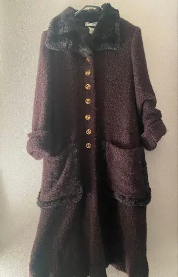 퍼 롱 코트 브라운