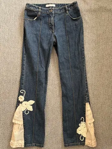 pink house 레이스 플레어 데님 L