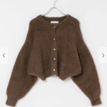 라메 샤기 크롭 가디건 브라운