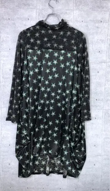 그램 HIROKOKOSHINO 구제 의류 별 패턴 라메감 튤 절개 원피스