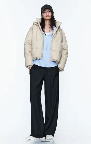 ZARA 인조 가죽 다운 자켓