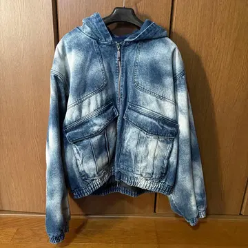 HARE 데님 누빔 후드 블루종