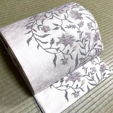 순수 실크 전통 후쿠로 오비 [ 꽃+덩굴 패턴 ]