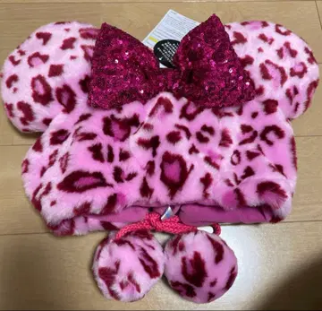 디즈니 미니 팬캡 레오파드 무늬 핑크