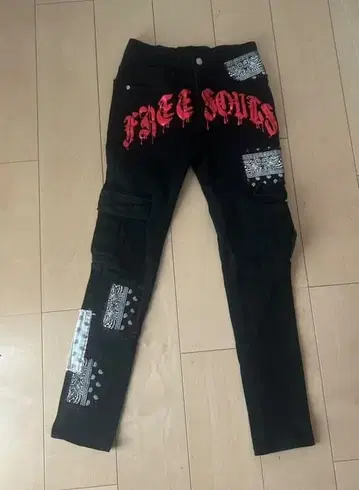 FREE SOULS 그래픽 스키니 데님