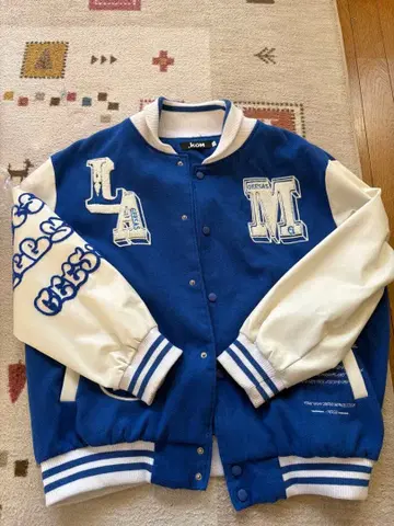 LA MG 바시티 자켓 파랑과 화이트