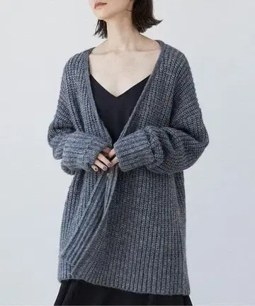 그레이 니트 랩 가디건