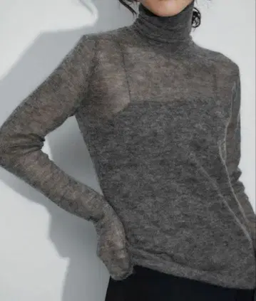 [ AURALEE ] KID MOHAIR SHEER KNIT TURTLE