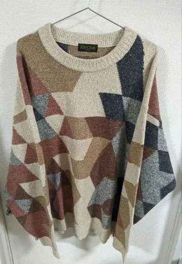 오버 사이즈 패널 패턴 총무늬 니트 스웨터 3L 레나운 일본제