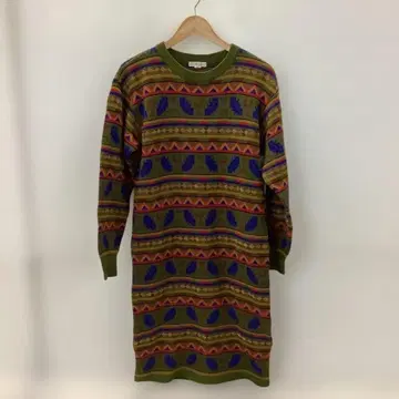 12.11 M659 기비 니트 원피스 올 패턴 긴팔 그린 계열