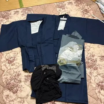 쇼와 레트로 남성용 기모노 앙상블 오비 세트