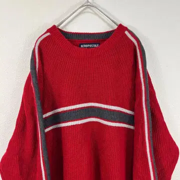 00s y2k aeropostale 아크릴 니트 네오 빈티지 빨간색