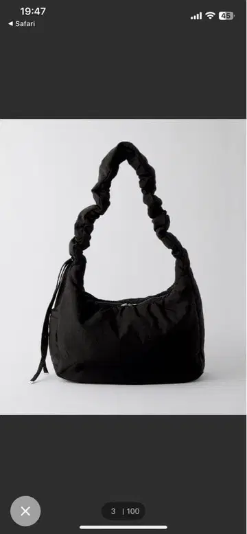 [클레일] 발수 나일론 빅 개더 숄더백 블랙