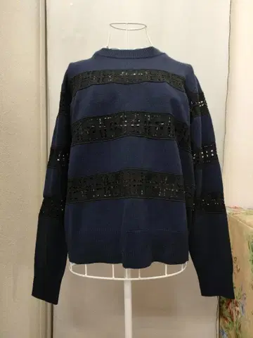 사카이 럭 네이비 레이스 니트