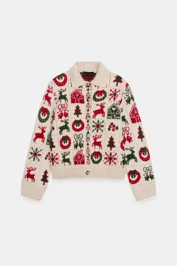 ZARA Xmas 패턴 가디건