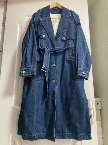 데님 트렌치코트 허리 벨트 포함