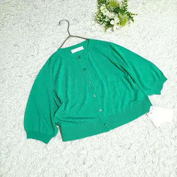 [택 포함] CELFORD/셀/프리/가디건/하프슬리브/그린