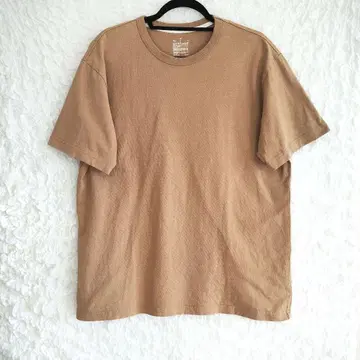 [ 무인양품 ] 베이지 크루넥 반팔 셔츠 루즈핏 XL