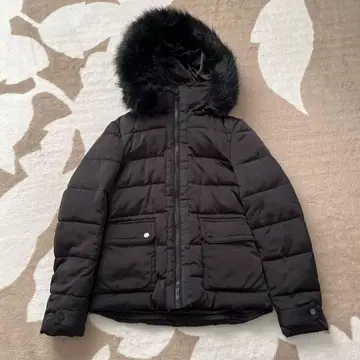 ZARA 블랙 후드 부착 다운 자켓