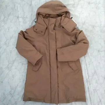 탁한 브라운 후드 부착 다운 롱 자켓 미사용품