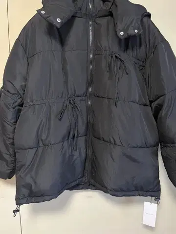 올리브 데 올리브 리본 에코 다운 미들 기장 블루종