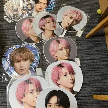 아이돌 부채 세트 핑크 SnowMan 사쿠마, 메구로 세트 10장