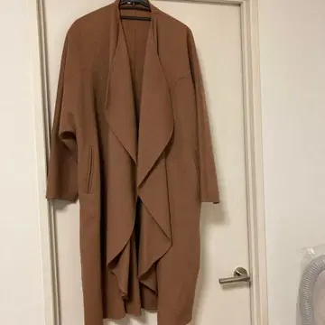 브라운 울 혼방 롱 코트