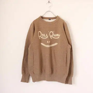 45R 쭈리 908 크루 맨투맨 L 사이즈 베이지 브라운 R 자수