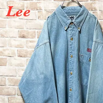 기업 로고 데님 셔츠 Lee 자수 블루 L