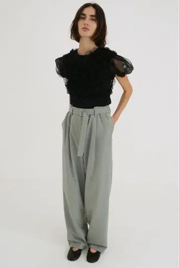 CLANE WAIST BELT DAD PANTS BLUE