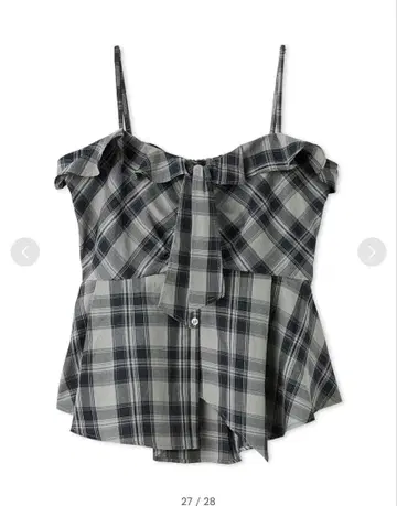 릴리 브라운 체크 셔츠 페플럼 뷔스티에