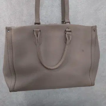 베이지 천연 가죽 토트백