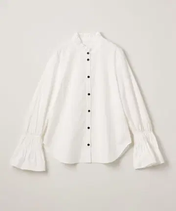 화이트 프릴 옷깃 긴팔 셔츠