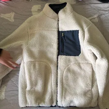 플리스 자켓 화이트 다크 블루 리버서블!