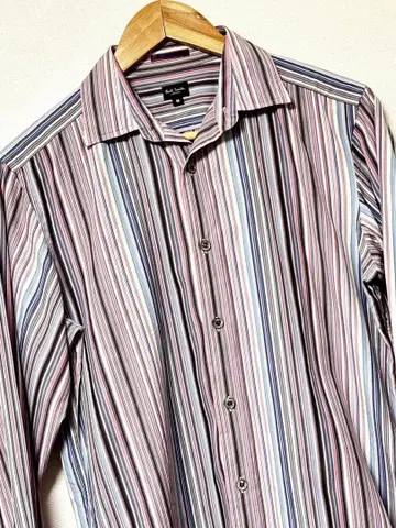 폴스미스 코튼 셔츠 S~M 핑크 블루 계열 멀티 컬러 스트라이프