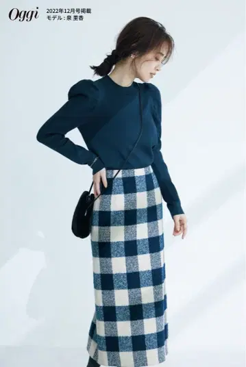 [ 새상품급 ] 루니 빅 체크 무늬 타이트 롱 스커트 S