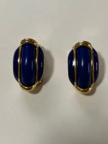 orena 파리 빈티지 골드 블루 귀걸이