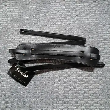 택 포함 미사용 새상품 Fender 천연 가죽 블랙 가죽 빈티지 스트랩